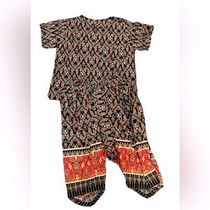 Ojo Rap Ornate 2 Piece Coord Set | Size M (Toddler) | Black/Multi | Cotton